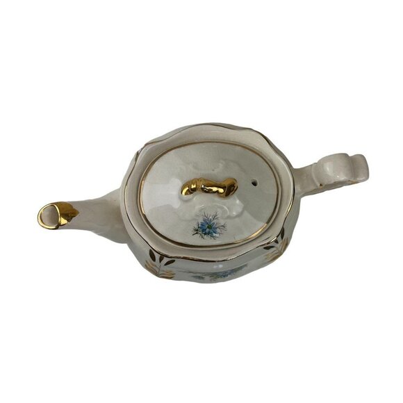 Arthur Wood England Teapot Blue Floral Porcelain Gilded Vintage Tea Pot - Picture 6 of 9